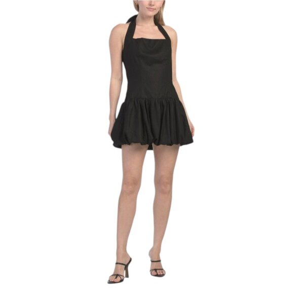 HOUSE OF HARLOW 1960 Linen Blend Bubble Hem Mini Dress - Picture 1 of 3